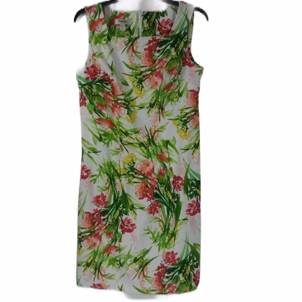 DRESSBARN Floral Sleeveless Size 10 Zip Back Dress Bloomcore Spring Tropical MOD